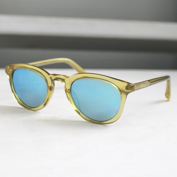 Warby Parker Downing 16 933 in Lemon Yellow with Blue Lenses Sunglasses Unisex - Picture 1 of 6